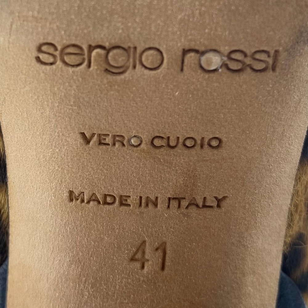 Sergio Rossi Womens Shoes Leopard Heeled Boots Sz 11 Leather Calf Hair Italy - Picture 11 of 12